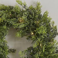 Load image into Gallery viewer, Cedar Pine Foliage Wreath with String Lights