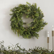 Load image into Gallery viewer, Cedar Pine Foliage Wreath with String Lights