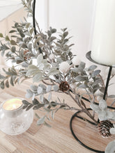 Load image into Gallery viewer, Pinecone and Leaf Hooped Candle Holder with White Berries
