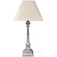 Load image into Gallery viewer, Grace Handcrafted Lime Washed Wooden Table Lamp With Natural Linen Shade
