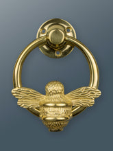 Load image into Gallery viewer, Brass Bumble Bee Ring Door Knocker -Gold Brass Finish