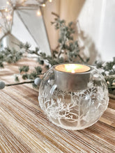Load image into Gallery viewer, Glass Christmas Scene Tealight Holder