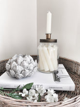 Load image into Gallery viewer, Glass Candle Storage Jar with Antique Brass Lid