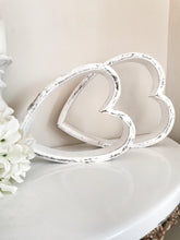 Load image into Gallery viewer, Set of Two White distressed Sleepy Hearts