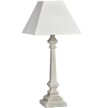 Load image into Gallery viewer, Grace Handcrafted Lime Washed Wooden Table Lamp With Natural Linen Shade
