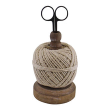 Load image into Gallery viewer, Pure Cotton String On A Wooden Base With Metal Scissors