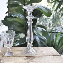 Load image into Gallery viewer, Tall Glass Dual Candlestick - Uses Both Taper and Church Candles!