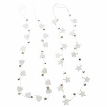 Load image into Gallery viewer, White Wooden Bell Garland, Available in Heart or Star