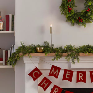 Cedar Pine Garland with Warm White Lights