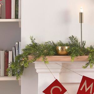 Cedar Pine Garland with Warm White Lights