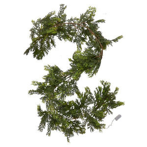 Cedar Pine Garland with Warm White Lights