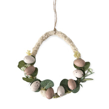 Load image into Gallery viewer, Hanging Easter Boucle Wreath with Pastel Eggs

