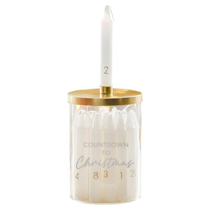 Gold Christmas Candle Advent Calendar with Gold Scripted Candles