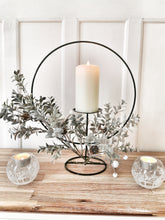 Load image into Gallery viewer, Pinecone and Leaf Hooped Candle Holder with White Berries 
