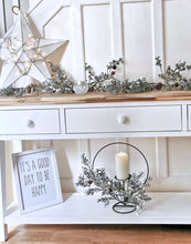 Load image into Gallery viewer, Pinecone and Leaf Hooped Candle Holder with White Berries 
