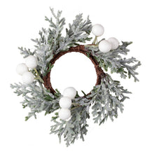 Load image into Gallery viewer, Set of 4 Snowy Foliage with White Berry Detail Napkin Rings
