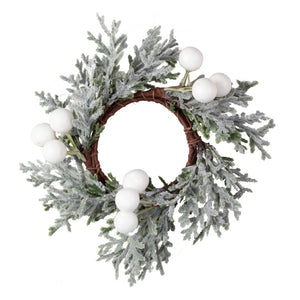 Set of 4 Snowy Foliage with White Berry Detail Napkin Rings