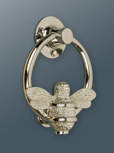 Brass Bumble Bee Ring Door Knocker - Silver - Nickel Finish