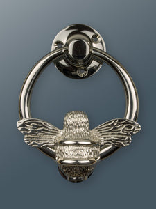 Brass Bumble Bee Ring Door Knocker - Silver - Nickel Finish