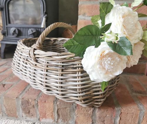 Large Kubu Rattan Grey Washed Market Basket
