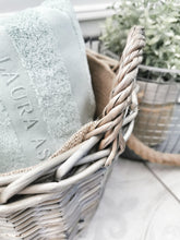 Load image into Gallery viewer, Round Hessian Lined Willow Basket / Planter in Antiqued Wash Finish
