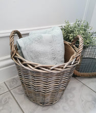 Load image into Gallery viewer, Round Hessian Lined Willow Basket / Planter in Antiqued Wash Finish
