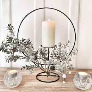 Glass Christmas Scene Tealight Holder