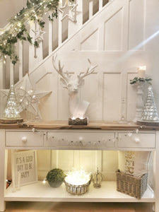 White Wooden Bell Garland, Available in Heart or Star