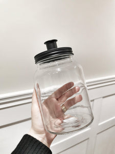 Glass Candle Storage Jar with Black Lid