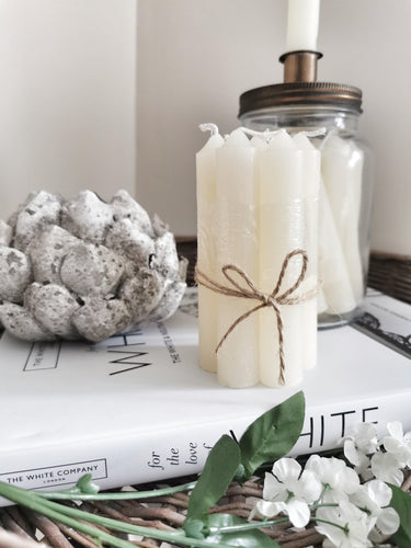 Set of 7 Scandi Ivory Short Dinner Candles