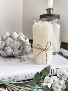 Set of 7 Scandi Ivory Short Dinner Candles