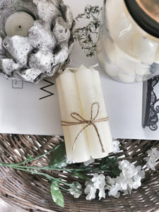 Set of 7 Scandi Ivory Short Dinner Candles