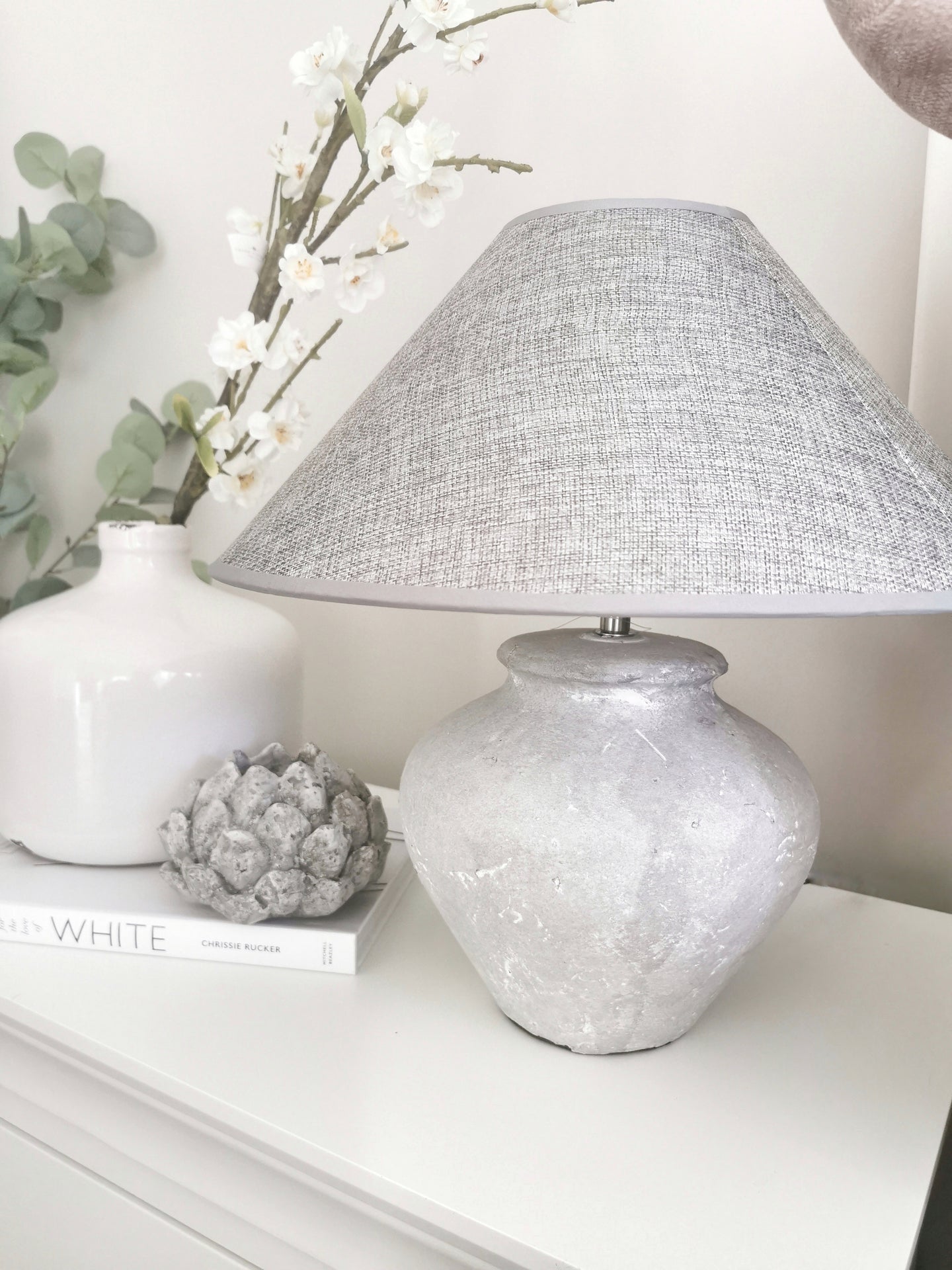 Coco Stone Lamp with Grey Shade