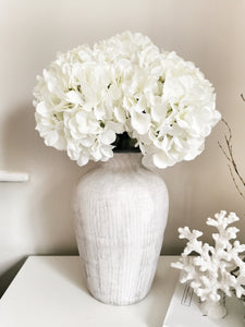Giant Silk White Mophead Hydrangea Stem