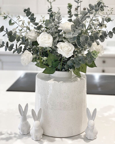Willow White and Grey Detailed Ceramic Vase