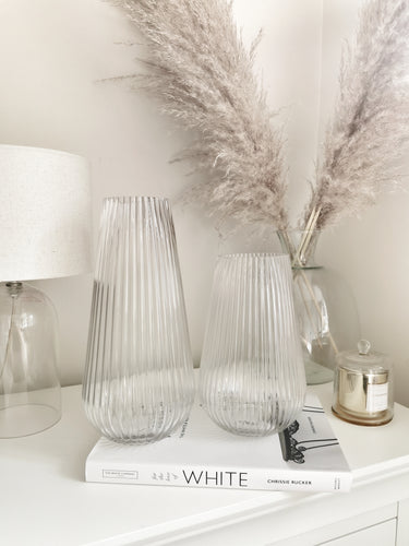 Glass ribbed vase - 2 sizes available