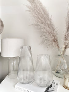 Glass ribbed vase - 2 sizes available
