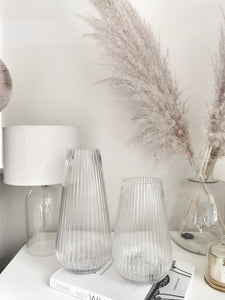 Glass ribbed vase - 2 sizes available