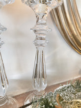 Load image into Gallery viewer, Tall Glass Dual Candlestick - Uses Both Taper and Church Candles!
