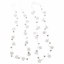 Load image into Gallery viewer, White Wooden Bell Garland, Available in Heart or Star
